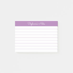 Minimalistisch Eleganter Lavendel Lined Personalis Post-it Klebezettel