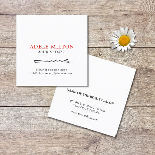 Minimalistisch Eleganter Schwarz-weißer Roter Fris Quadratische Visitenkarte