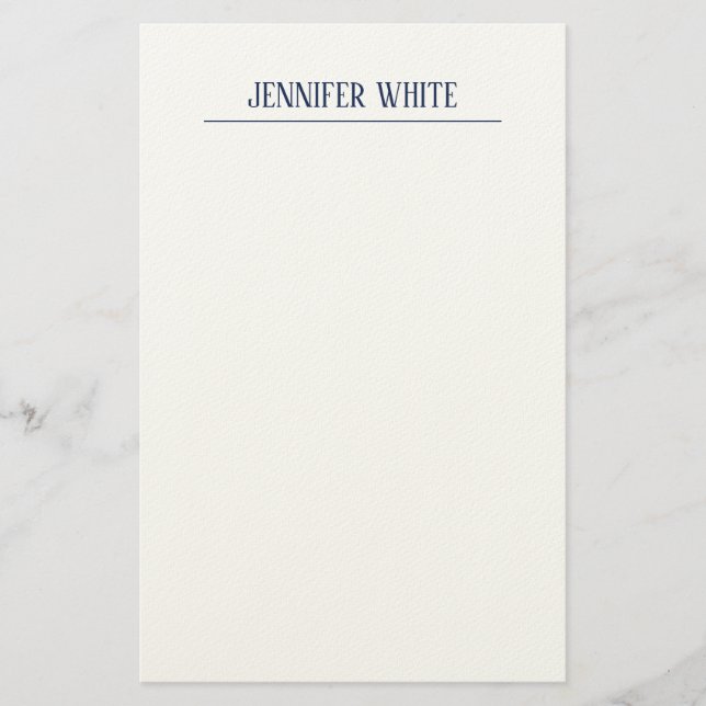 Minimalistisch Elegantes Blau und Weiß Schlicht Re Briefpapier (Vorderseite)