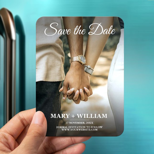 Minimalistisch Elegantes Couple Foto Save the Date Magnet (Von Creator hochgeladen)