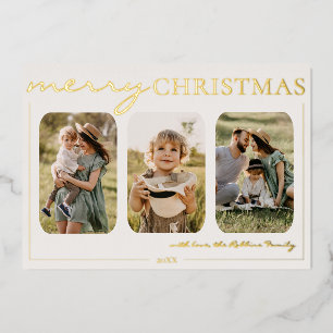 Minimalistisch Elegantes Frohe Weihnachten 3 Foto Folien Feiertagskarte