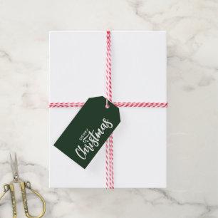Minimalistisch Elegantes Grün Weiß Frohe Weihnacht Geschenkanhänger
