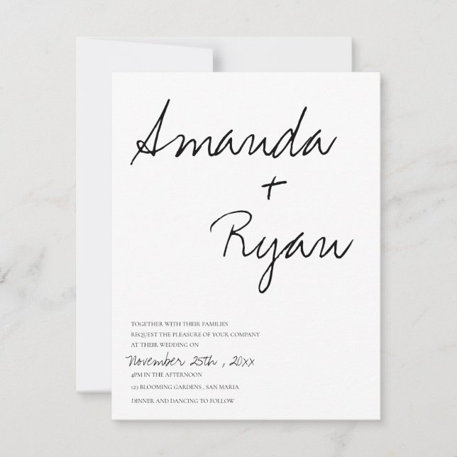 Minimalistisch | Elegantes Script Black & White We Einladung (Vorderseite)