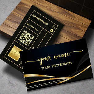 Minimalistisch Elegantes Skript Gold und Schwarz Visitenkarte