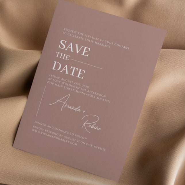Minimalistisch Eleganto Brown Save the Date (Von Creator hochgeladen)