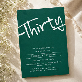 Minimalistisch Emerald Green 30. Geburtstag Party Einladung