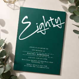 Minimalistisch Emerald Green 80. Geburtstagsparty Einladung
