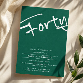 Minimalistisch Emerald Green Adult 40. Geburtstag Einladung