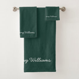 Minimalistisch Emerald Green Beruflich Simple Badhandtuch Set