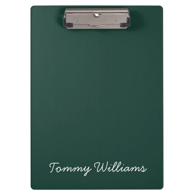 Minimalistisch Emerald Green Beruflich Simple Klemmbrett (Vorderseite)