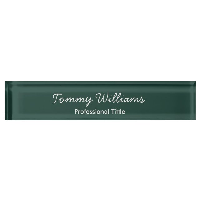 Minimalistisch Emerald Green Beruflich Simple Namensplakette (Vorderseite)