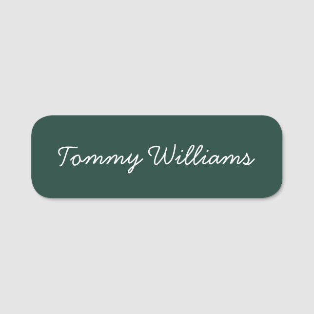 Minimalistisch Emerald Green Beruflich Simple Namensschild (Vorderseite)