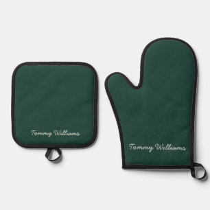Minimalistisch Emerald Green Beruflich Simple Ofenhandschuh & Topflappen-Set