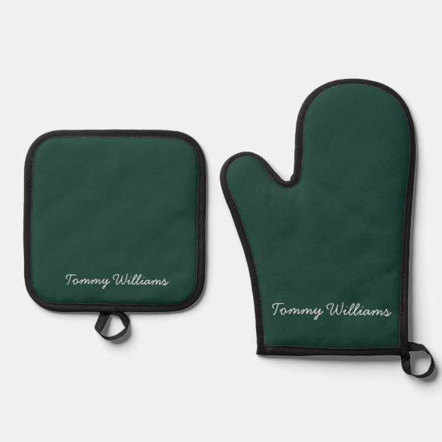 Minimalistisch Emerald Green Beruflich Simple Ofenhandschuh & Topflappen-Set (Vorderseite)