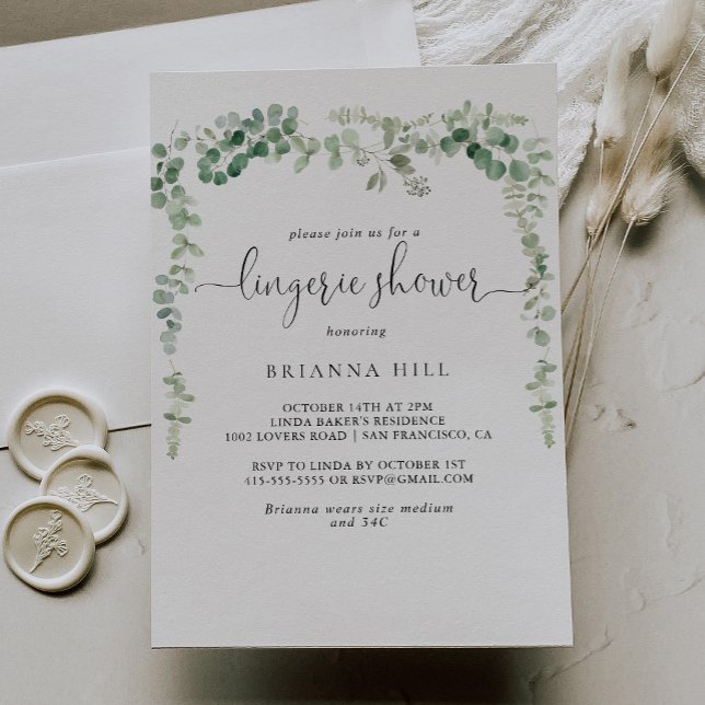 Minimalistisch Eucalyptus Bridal Lingerie Dusche Einladung (Von Creator hochgeladen)