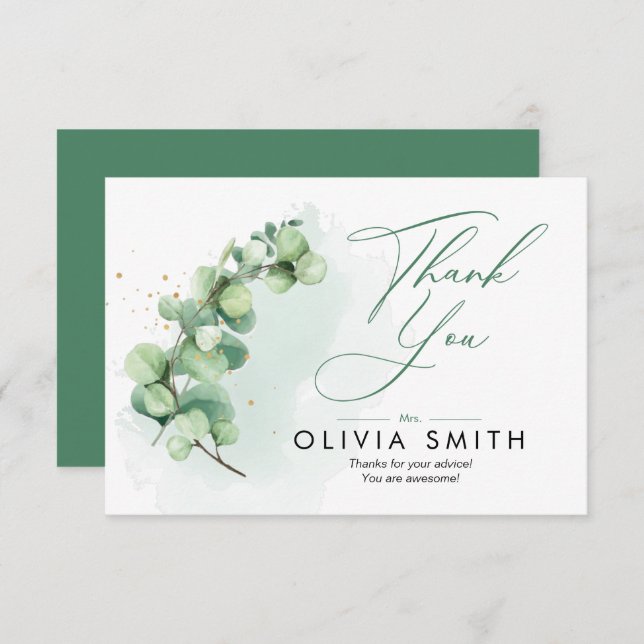 Minimalistisch Eukalyptus Greenery Danke Karte (Vorne/Hinten)