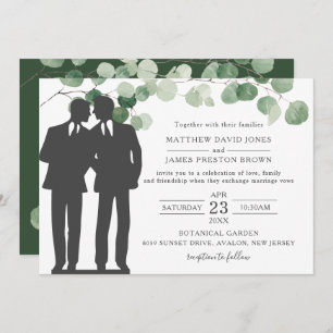 Minimalistisch Eukalyptus Greenery Gay Wedding Mr. Einladung