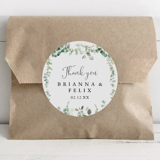 Minimalistisch Eukalyptus Vielen Dank Gastgeschenk Runder Aufkleber (Von Creator hochgeladen)