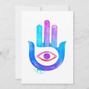 Minimalistisch Evil Eye Hamsa Kunstkarte Dankeskarte