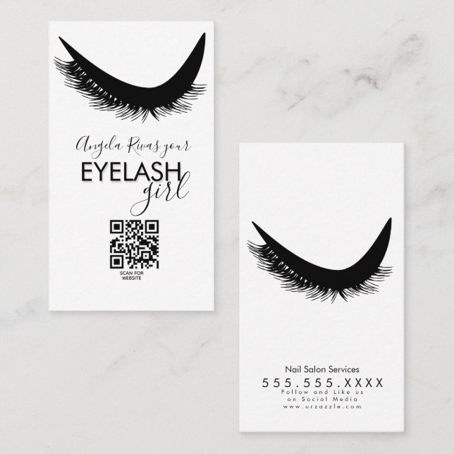 Minimalistisch Eyelash Girly Salon Beauty Visitenkarte (Vorne/Hinten)