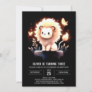 Minimalistisch Fantasy Lion Birthday Einladung