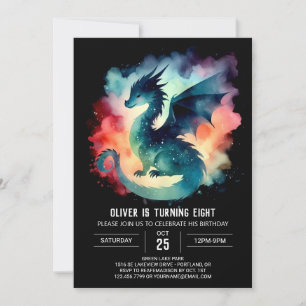 Minimalistisch Fiery Dragon Birthday Einladung