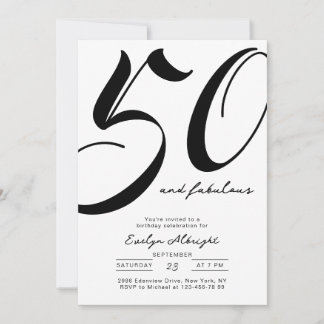 Minimalistisch Fifty and Fabulous 50. Geburtstagsf Einladung