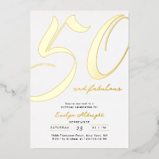 Minimalistisch Fifty and Fabulous 50. Geburtstagsf Folieneinladung