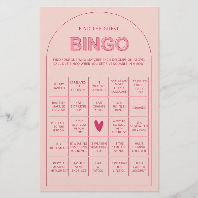 Minimalistisch finden Sie das Gast-Bingo-Brautpart Flyer (Vorne)