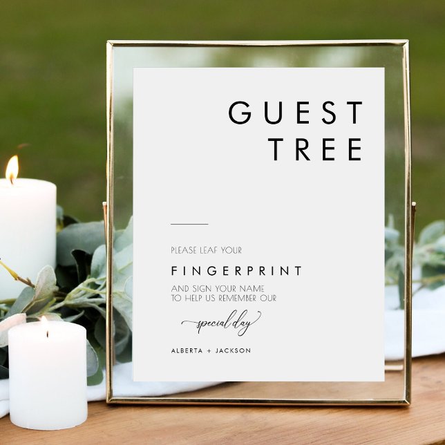 Minimalistisch Fingerprint Wedding Guest Tree Sign Poster (Von Creator hochgeladen)