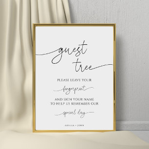 Minimalistisch Fingerprint Wedding Guest Tree Sign Poster