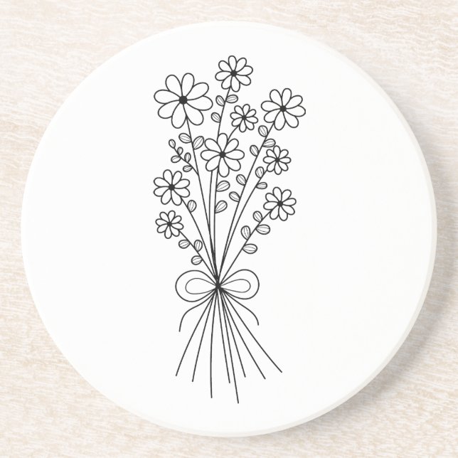 Minimalistisch Floral Bouquet Getränkeuntersetzer (Vorne)