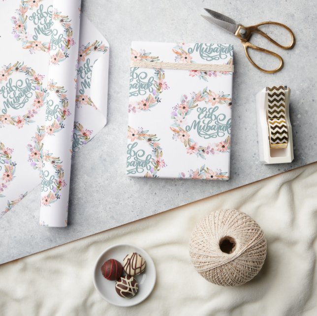 Minimalistisch Floral Eid Mubarak | Eid Gift Geschenkpapier (Kunsthandwerk)