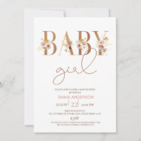 Minimalistisch Floral Word Baby Girl Babydusche