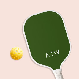 Minimalistisch Forest Green Modern Monogram Pickleball Schläger