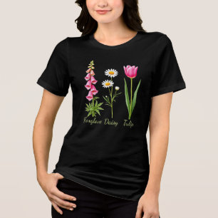 Minimalistisch Foxglove Daisy Tulip Floral Art Tri-Blend Shirt