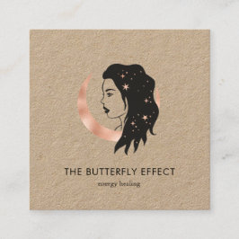 Minimalistisch Frau Mond Sterne Visitenkarte