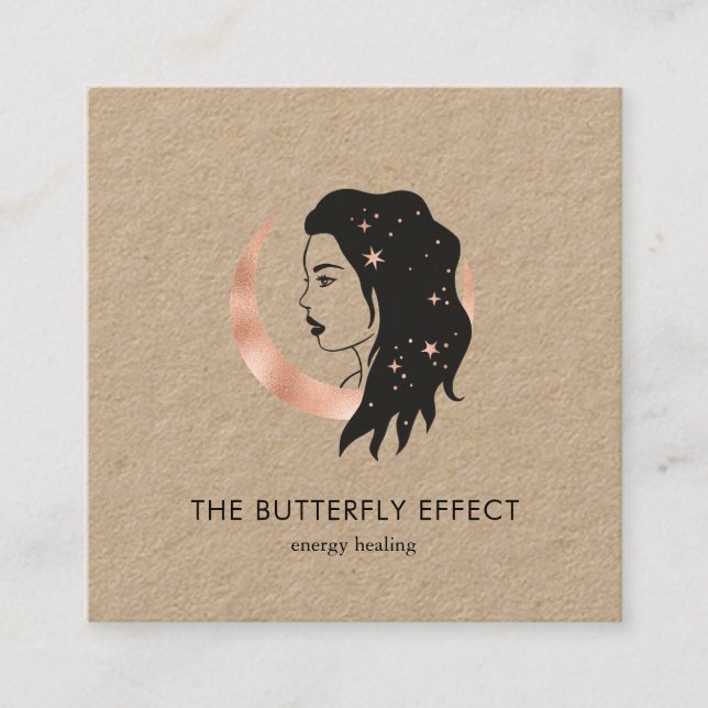 Minimalistisch Frau Mond Sterne  Visitenkarte (Vorderseite)