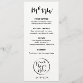 MINIMALISTISCH, Friede, Hoffnung, Liebe, Urlaubsme Menükarte