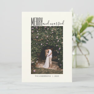 Minimalistisch frohe Verheiratete Hochzeit Foto We Feiertagskarte