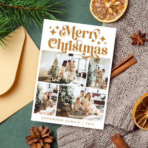 Minimalistisch Frohe Weihnachten 4 Foto Retro Gelb