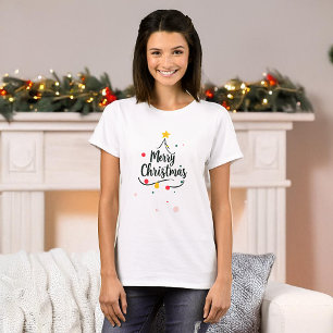 Minimalistisch Frohe Weihnachten abstrakter Baum T-Shirt