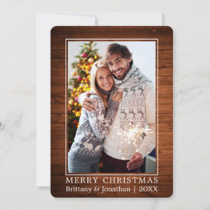 Minimalistisch Frohe Weihnachten Couple Foto Wood