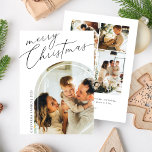 Minimalistisch frohe Weihnachts-Script Fünf Foto Feiertagskarte<br><div class="desc">Minimalistische Weihnachts-Script-Fünf-Foto-Urlaubskarte</div>