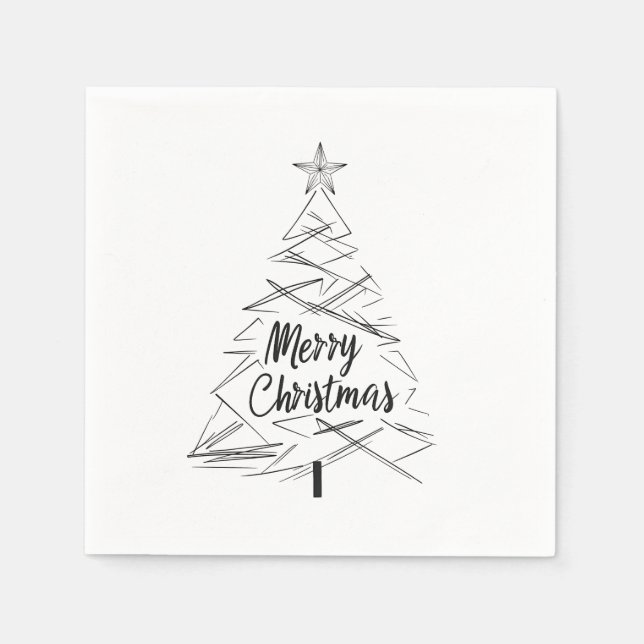 Minimalistisch frohe Weihnachtsbaum Napkins Serviette (Vorderseite)