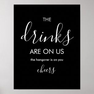 Minimalistisch Funny Wedding Open Bar Poster