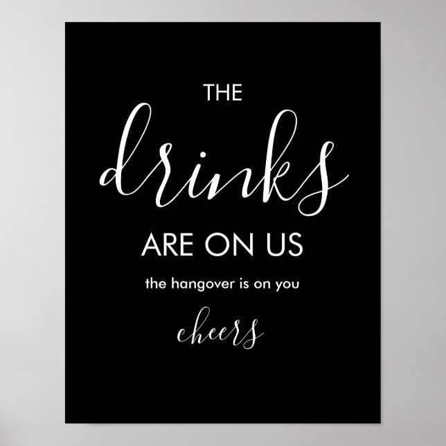 Minimalistisch Funny Wedding Open Bar Poster (Vorne)