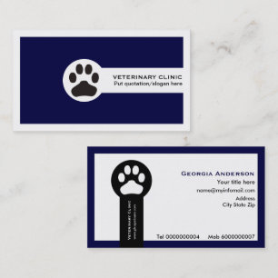 Minimalistisch für blaue Tierärzte/Tierklinik Visitenkarte