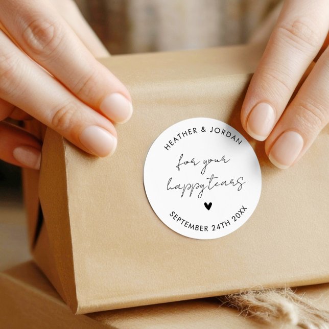 Minimalistisch für Ihre glücklichen Tränen Hochzei Runder Aufkleber (Von Creator hochgeladen)