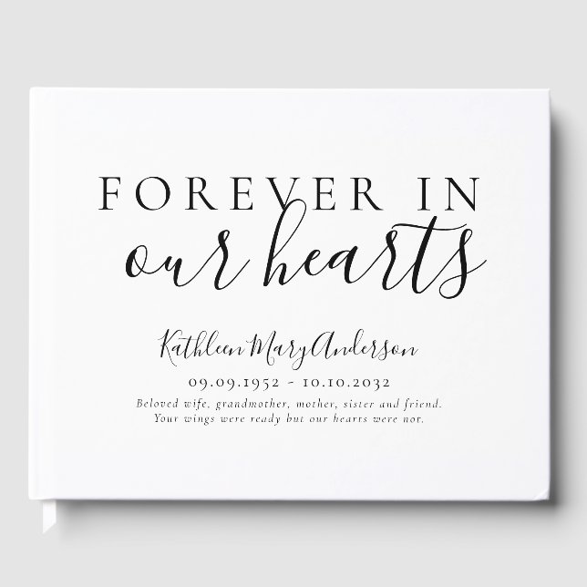Minimalistisch für immer in unserem Hearts-Gedenkf Gästebuch (Vorderseite)